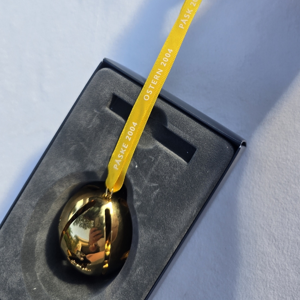 Georg Jensen Easter Egg 2004 Denmark 24k Gold Plated Ornament Bunny Box - Picture 6 of 11